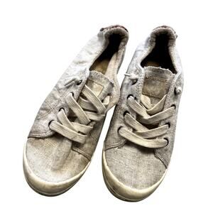 Roxy Taupe Canvas Slip On Shoes Size 9